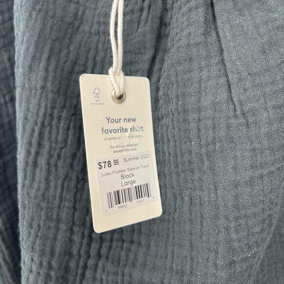 Marine Layer Jude Flutter Sleeve Tank Black Large NWT - Picture 4 of 6